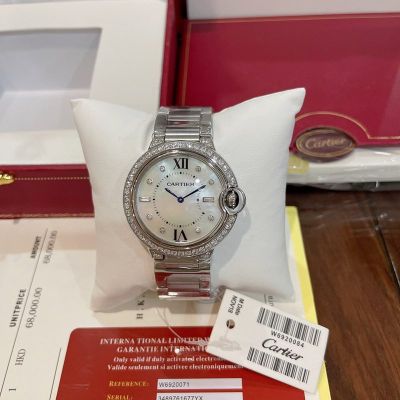 Cartier 36MM Swiss Quartz Movement Pearl Color Dial Women Watch